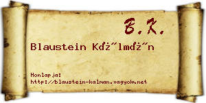 Blaustein Kálmán névjegykártya
